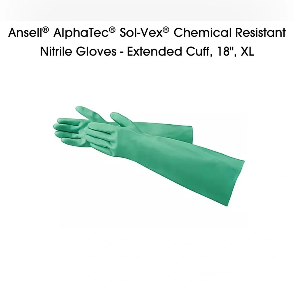 12 pairs of Ansell AlphaTec Sol-Vex Chemical Resistant XL Gloves - Picture 1 of 13